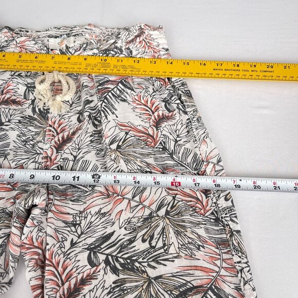 Cali 1850 Linen Blend Straight Leg Tropical Print Pants Drawstring Waist Women S - Picture 11 of 15